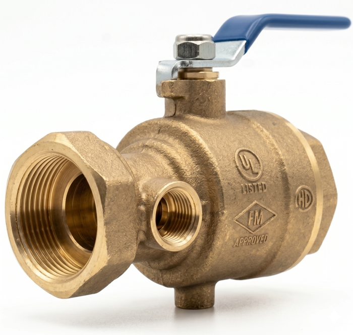 Test and Drain Valve UL FM Approved Brass 300 PSI