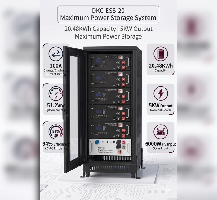 E-Able Power DKC-ESS-20 Cabinet Energy Storage System 20.48KWh/5KW